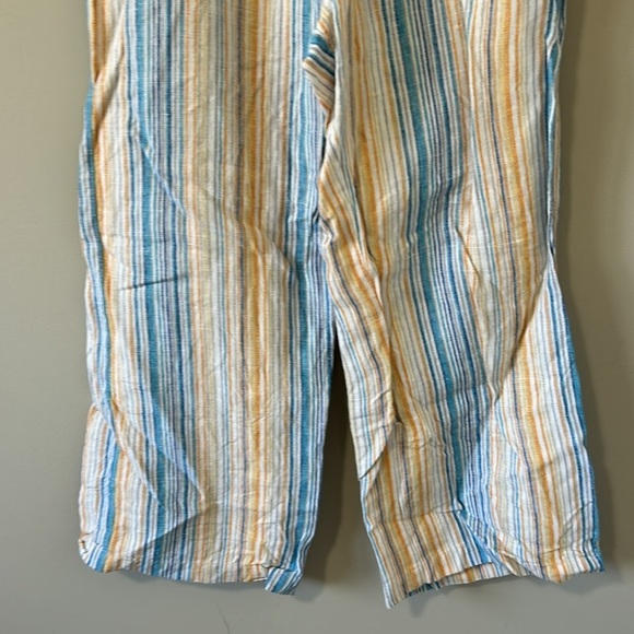 Reformation Tahiti Linen Ankle Crop Mid Rise Stripe Print Pattern Pants Sz 6 - Picture 5 of 13